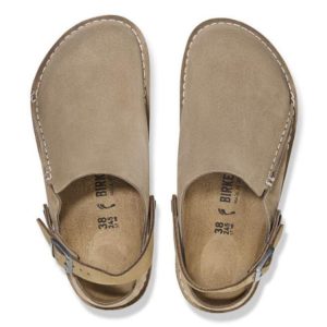 Birkenstock Lutry Premium Suede Clog | Gray Taupe | Narrow – Women’s (1025297)
